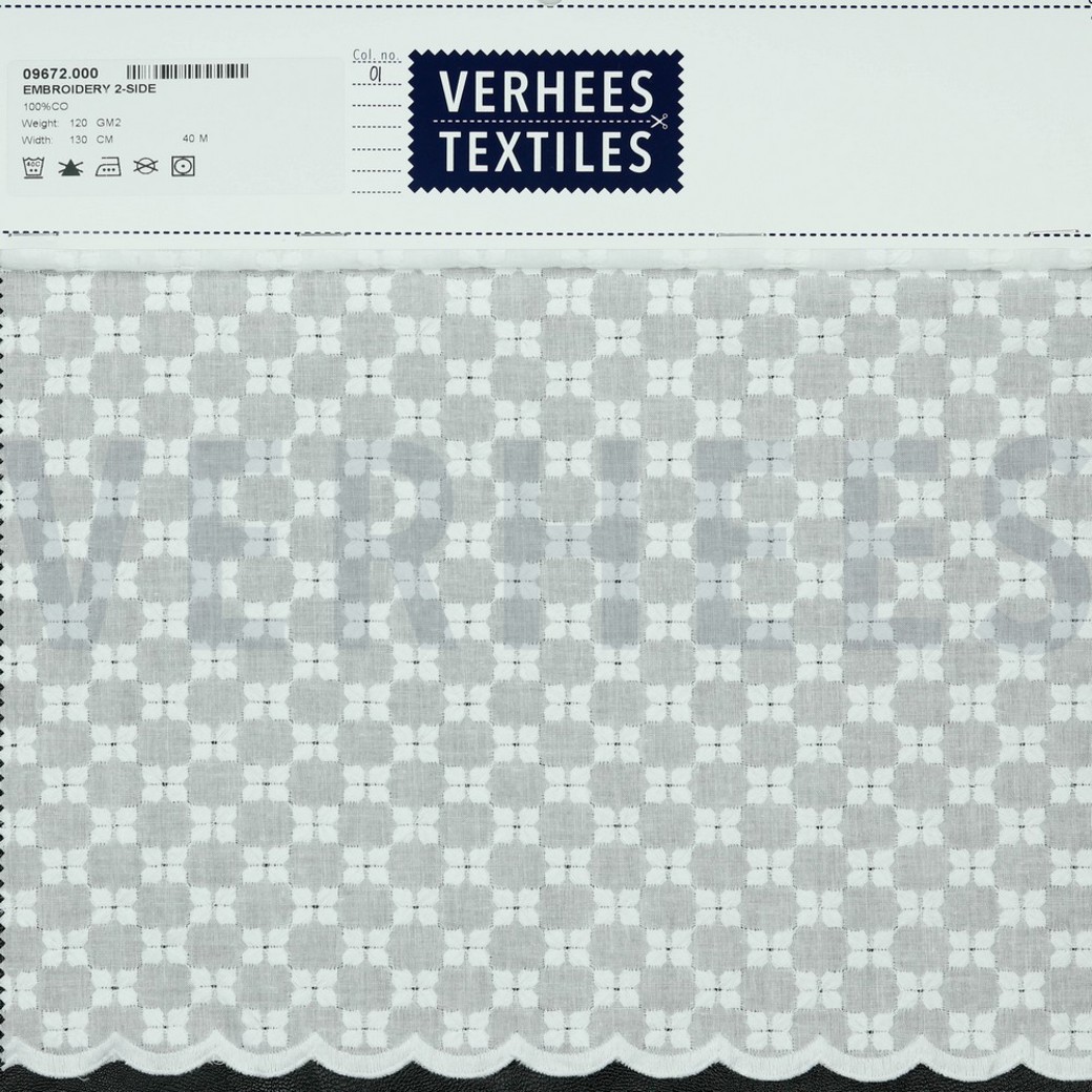 COTTON EMBROIDERY 2-SIDE BORDER WHITE #4