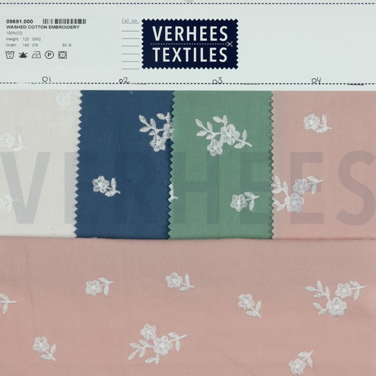 COTON LAVÉ BRODERIE ROSE POUDRÉ #7