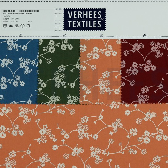 BAUMWOLLE GEWASCHEN BLUMEN KÜRBISORANGE #7