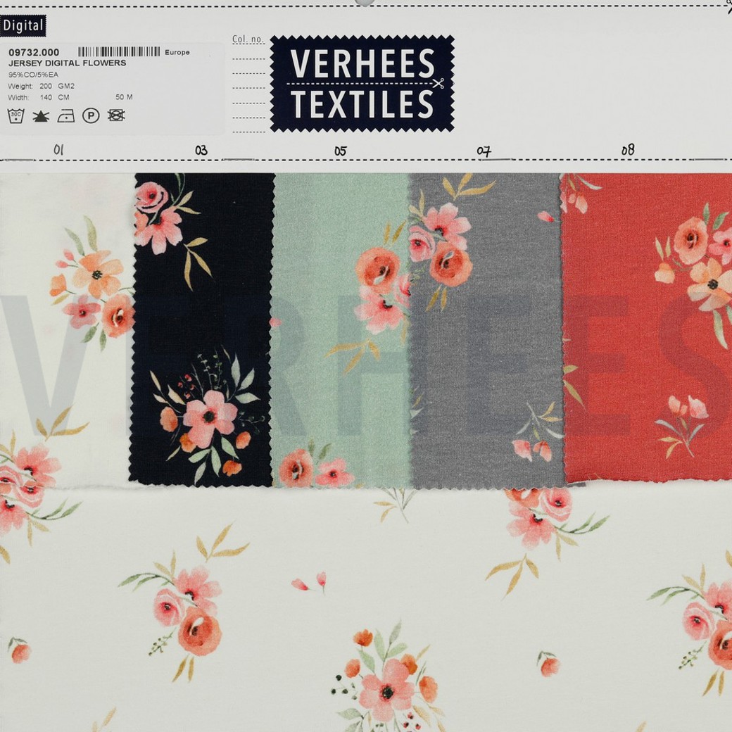 JERSEY DIGITAL FLOWERS DARK ROSE #4