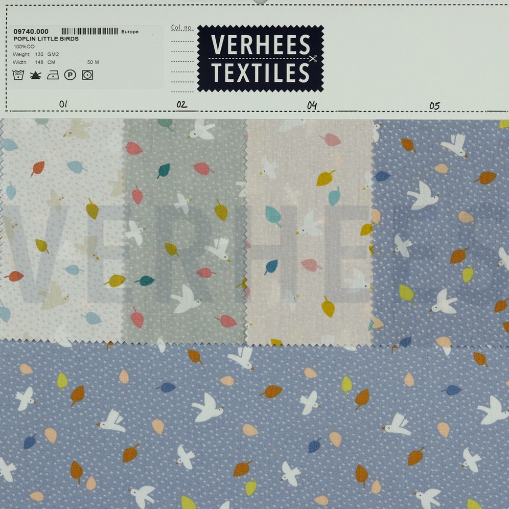 POPLIN LITTLE BIRDS POWDER #4