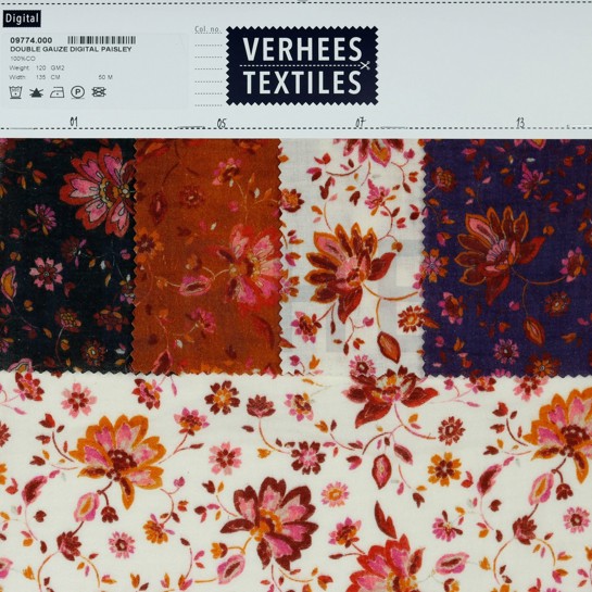 DOUBLE GAUZE DIGITAL PAISLEY DARK ORANGE #7