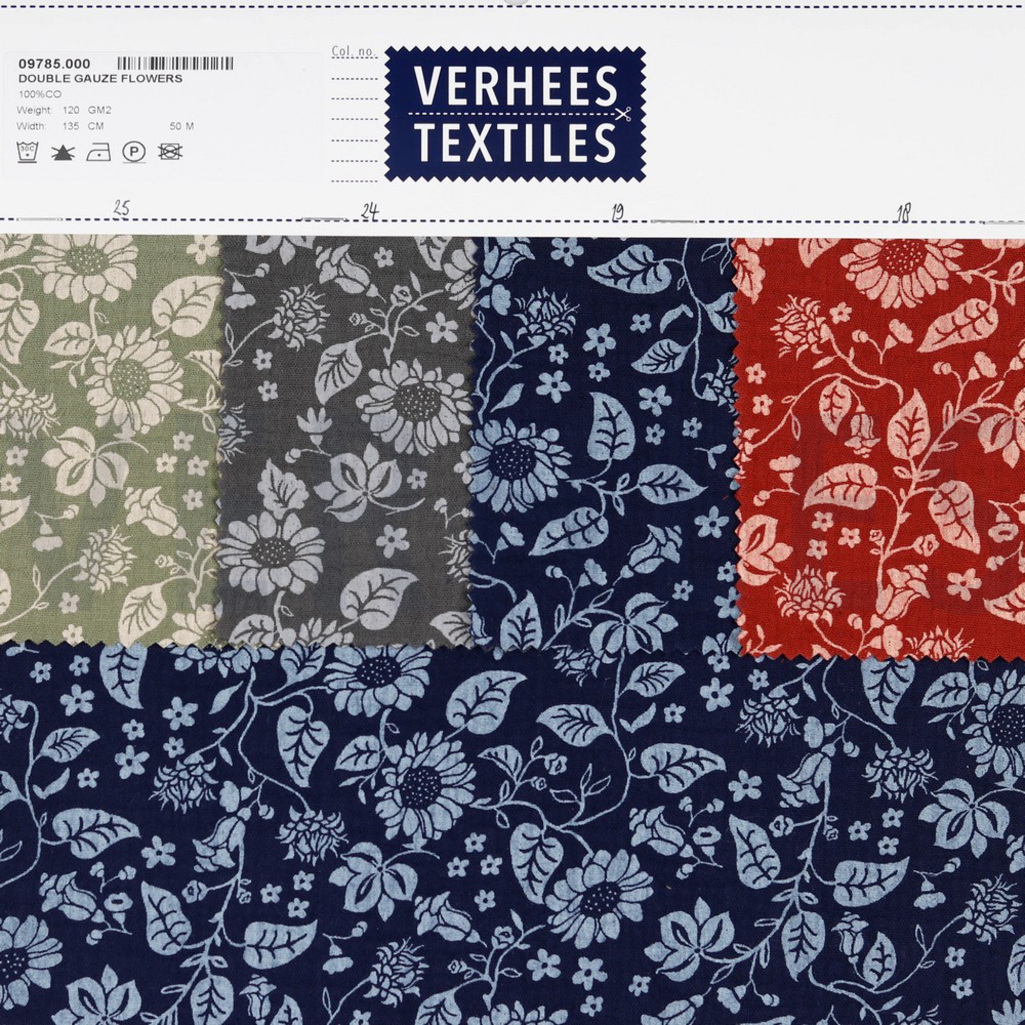 DOUBLE GAUZE FLOWERS DARK GREY (high resolution) #4