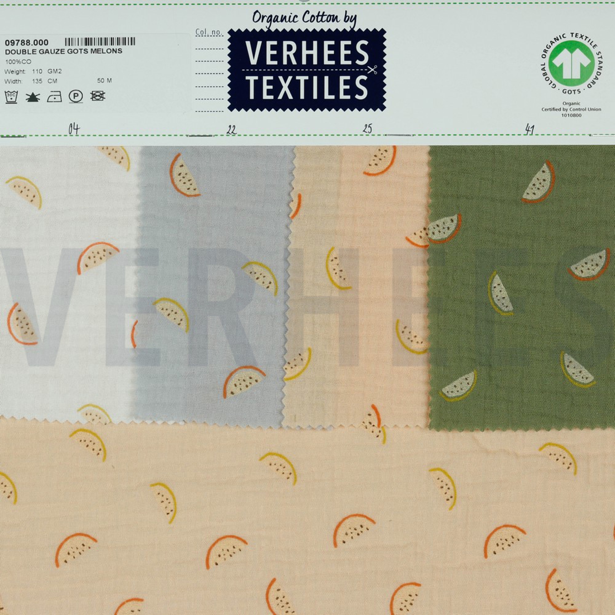 DOUBLE GAUZE GOTS MELONS MOSS GREEN (high resolution) #4