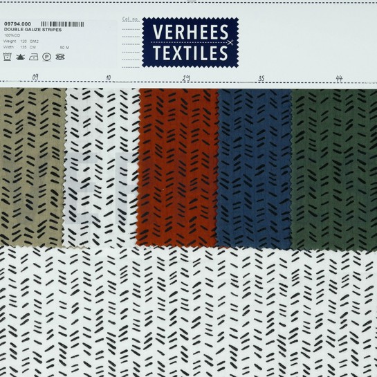 DOUBLE GAZE DE COTON RAYURES BLANC CASSÉ #7