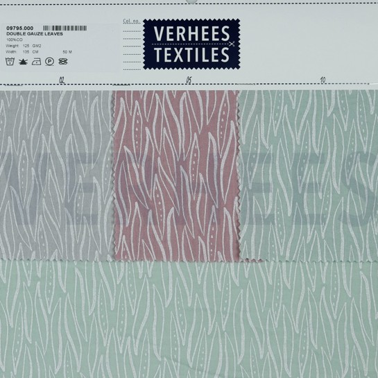 DOUBLE GAUZE LEAVES LIGHT GREY #7