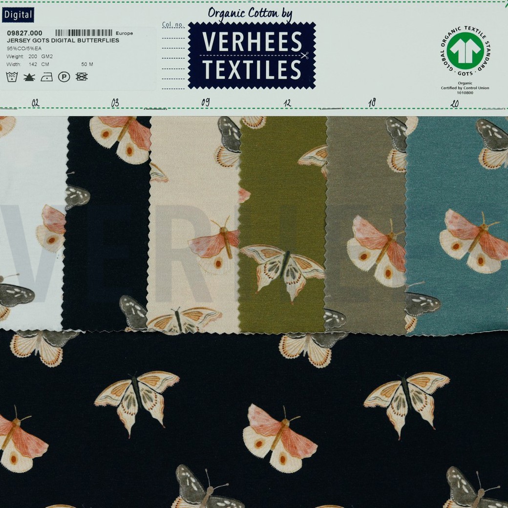 JERSEY GOTS DIGITAL BUTTERFLIES NAVY #4