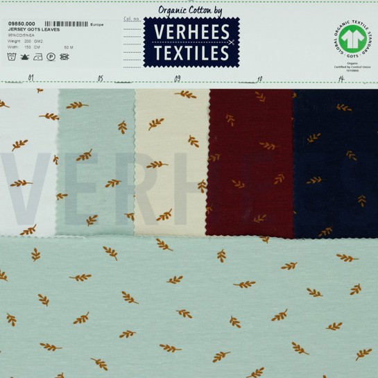 JERSEY GOTS LEAVES WHITE #7