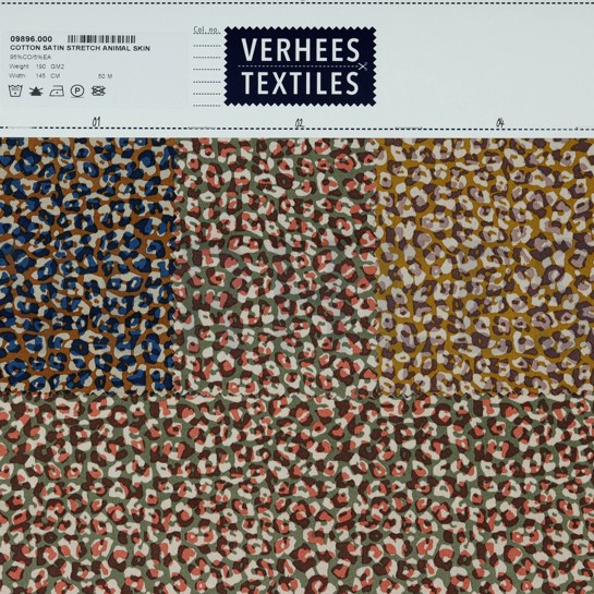 KATOEN SATIJN STRETCH DIERENHUID LICHTBRUIN #7