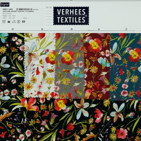 VISCOSE JERSEY DIGITAL FLOWERS WINE RED #7