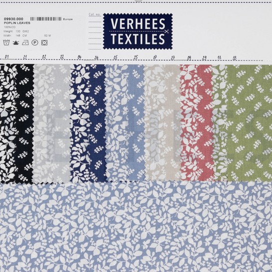 POPLIN LEAVES BLACK #7