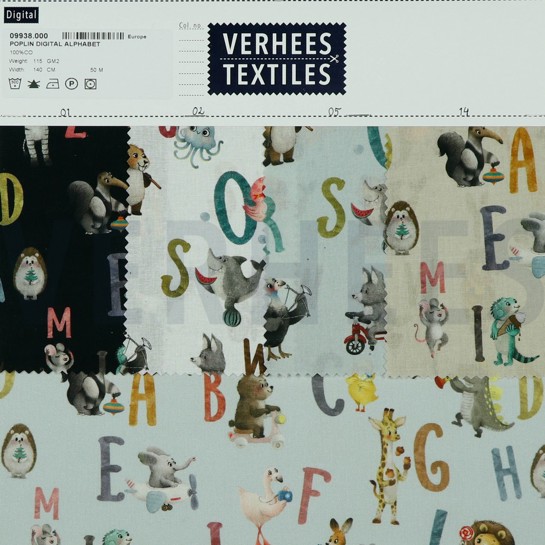 POPELINE DE COTON DIGITAL ALPHABET NOIR #7