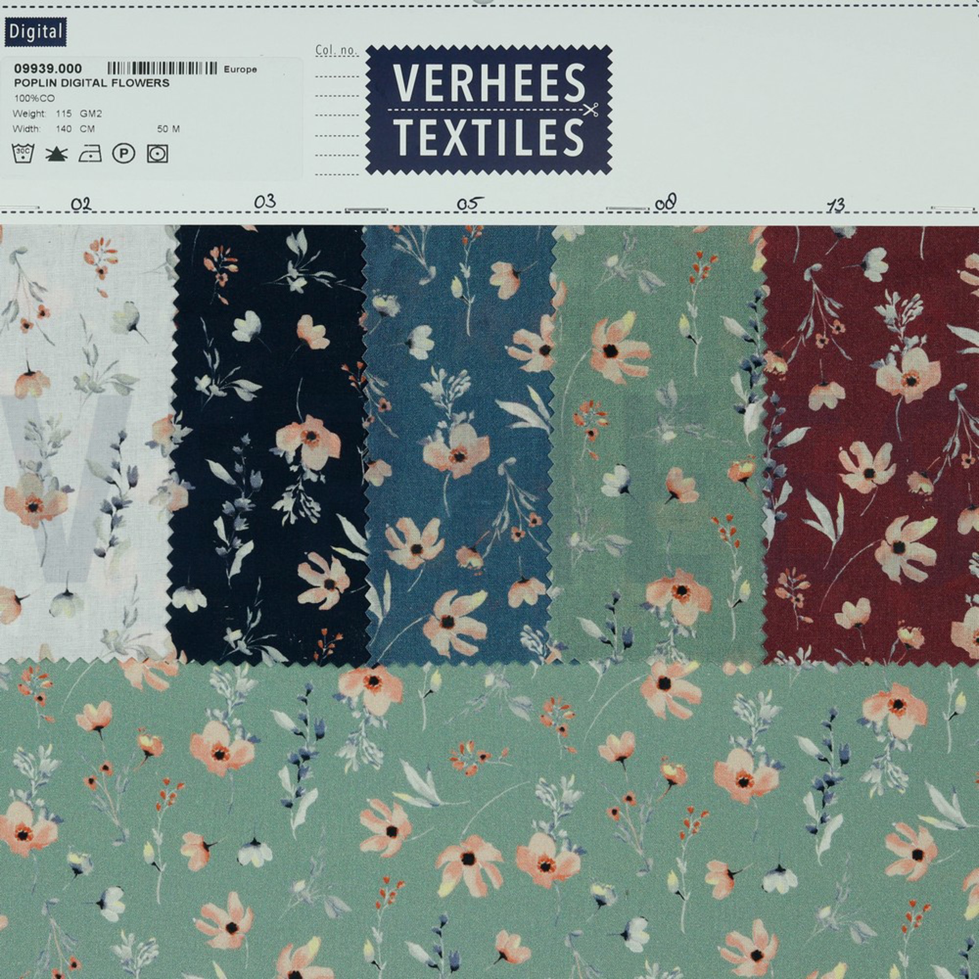 POPLIN DIGITAL FLOWERS BERRY (high resolution) #4