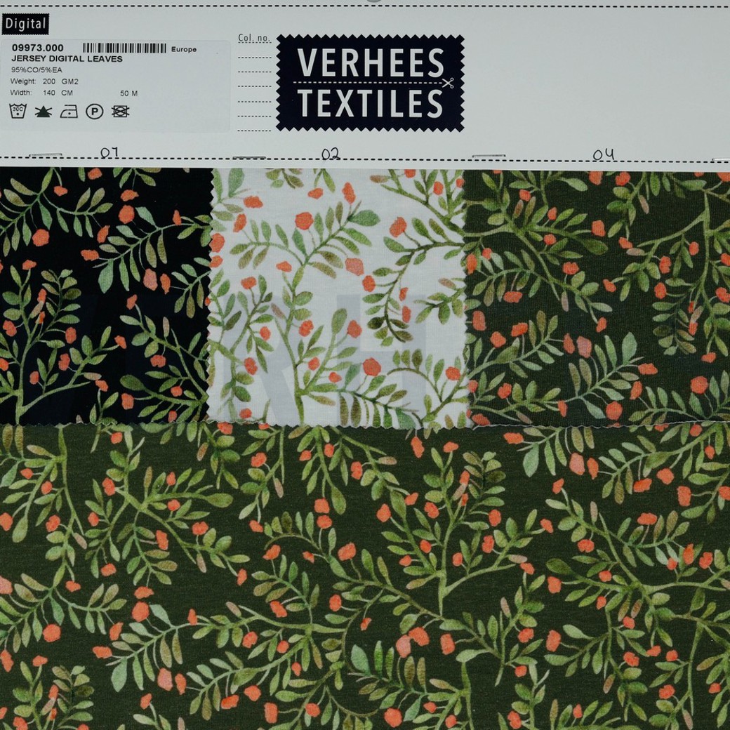JERSEY DIGITAL LEAVES WHITE #4