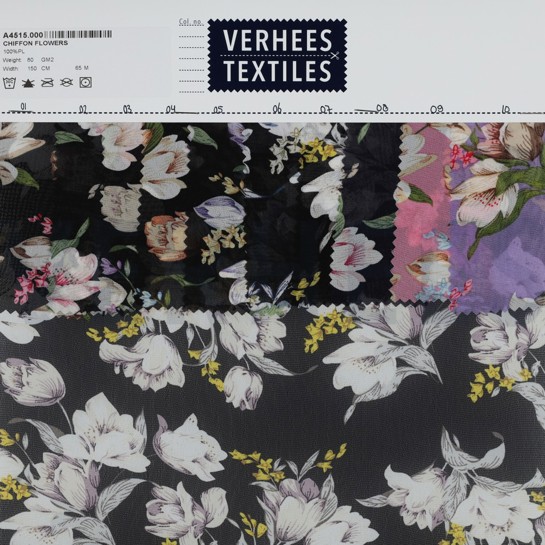 CHIFFON FLOWERS BLACK / LIGHT BLUE #7