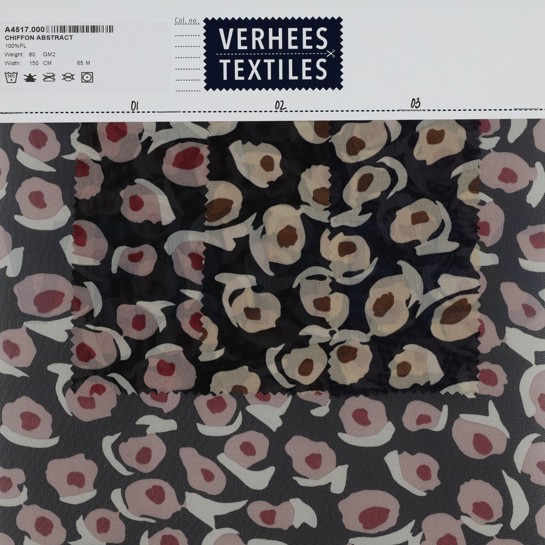 CHIFFON ABSTRACT ZWART / MAUVE #7