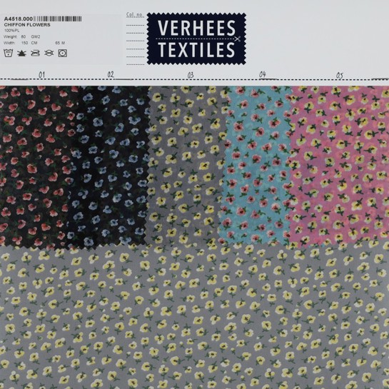 CHIFFON BLOEMEN MARINEBLAUW #7