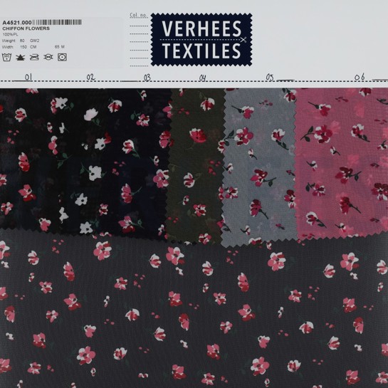 CHIFFON BLUMEN SCHWARZ #7