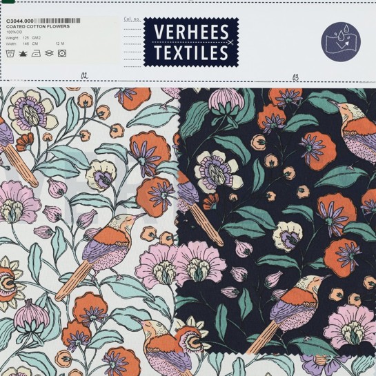 COTON ENDUIT FLEURS BLEU MARINE #7