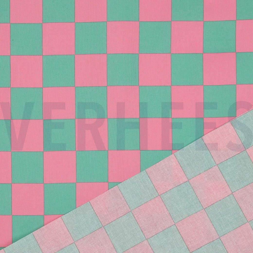 COATED COTTON CHECK GREEN / PINK #4