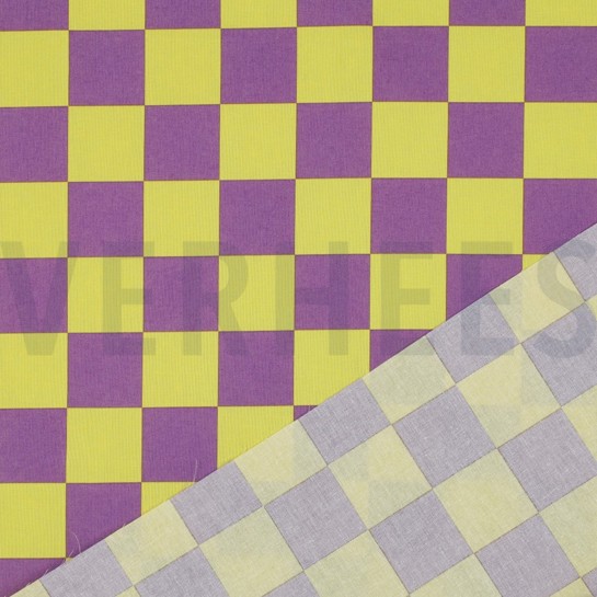 COATED KATOEN RUITEN GEEL / PAARS #7