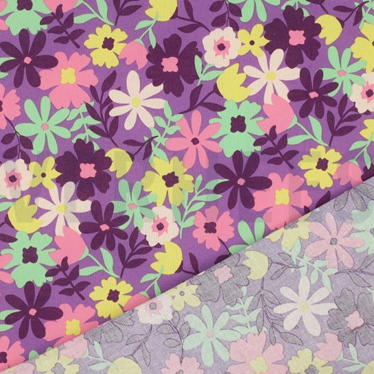 COTON ENDUIT FLEURS VIOLET #7