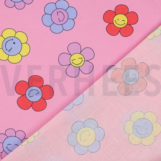 COTON ENDUIT FLEURS JOYEUSES ROSE #7