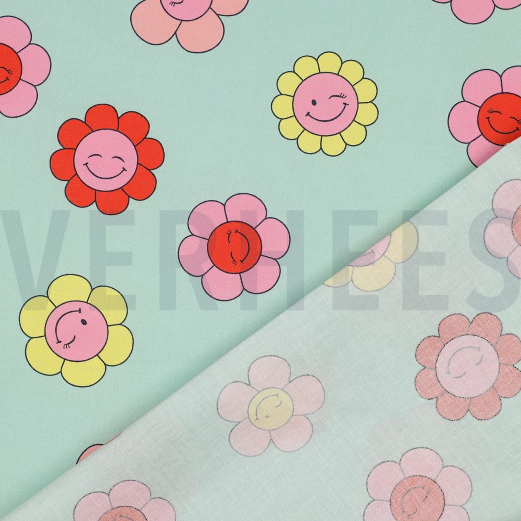 COATED COTTON HAPPY FLOWERS MINT (high resolution) #4