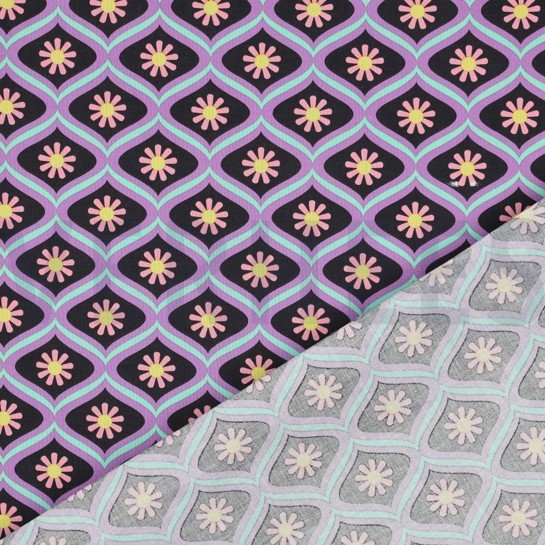 COATED KATOEN BLOEMEN ZWART #7