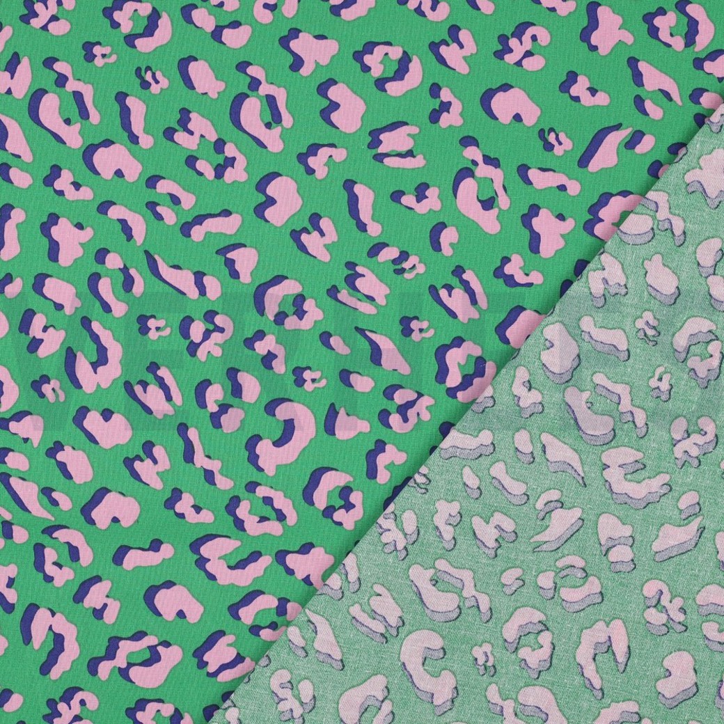 COATED COTTON ANIMAL SKIN GREEN #4