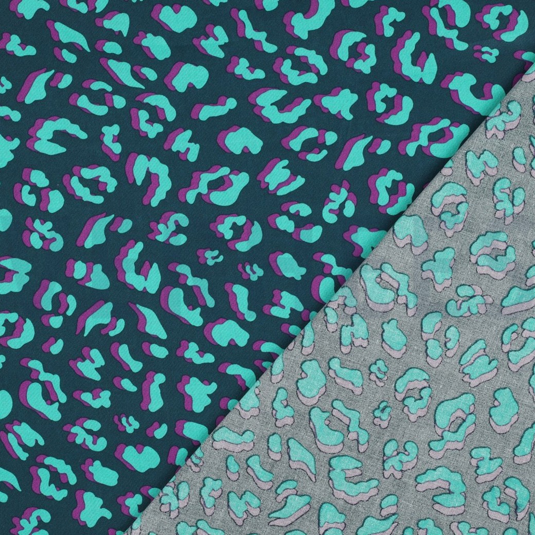 COATED COTTON ANIMAL SKIN PETROL #4