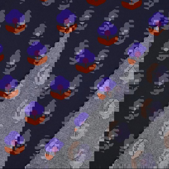 COATED COTTON RETRO FLOWERS NAVY #7