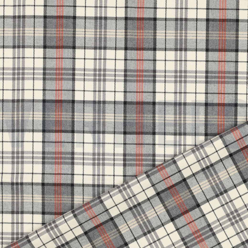 TARTAN CHECK ECRU/GREY/ORANGE #5