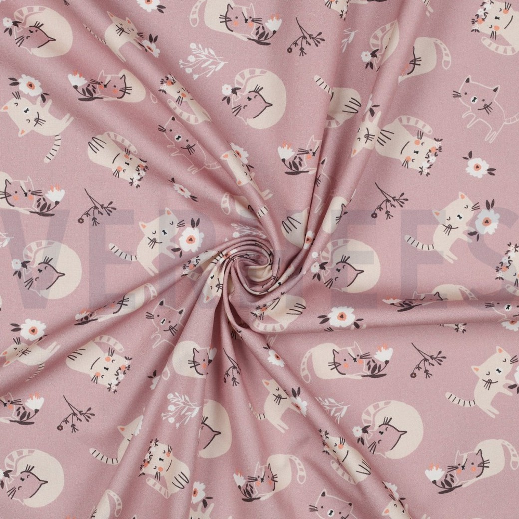 FINE POPLIN GOTS CATS PEACH #5