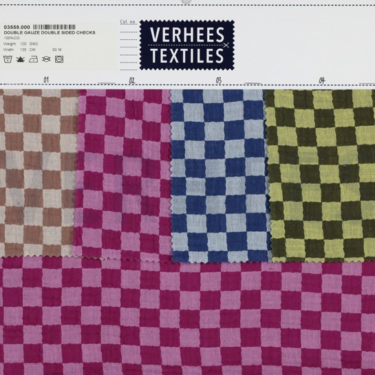 MUSSELIN DOPPELSEITIG KAROS BLAU #7