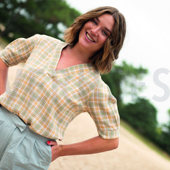 DOUBLE GAZE DE COTON CARREAUX TEINT FIL MULTICOLORE #7