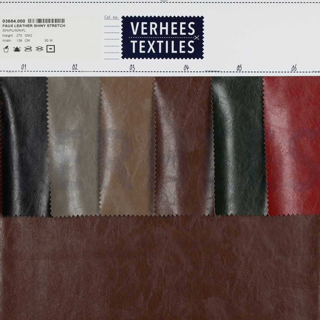 FAUX LEATHER SHINY STRETCH BROWN #5