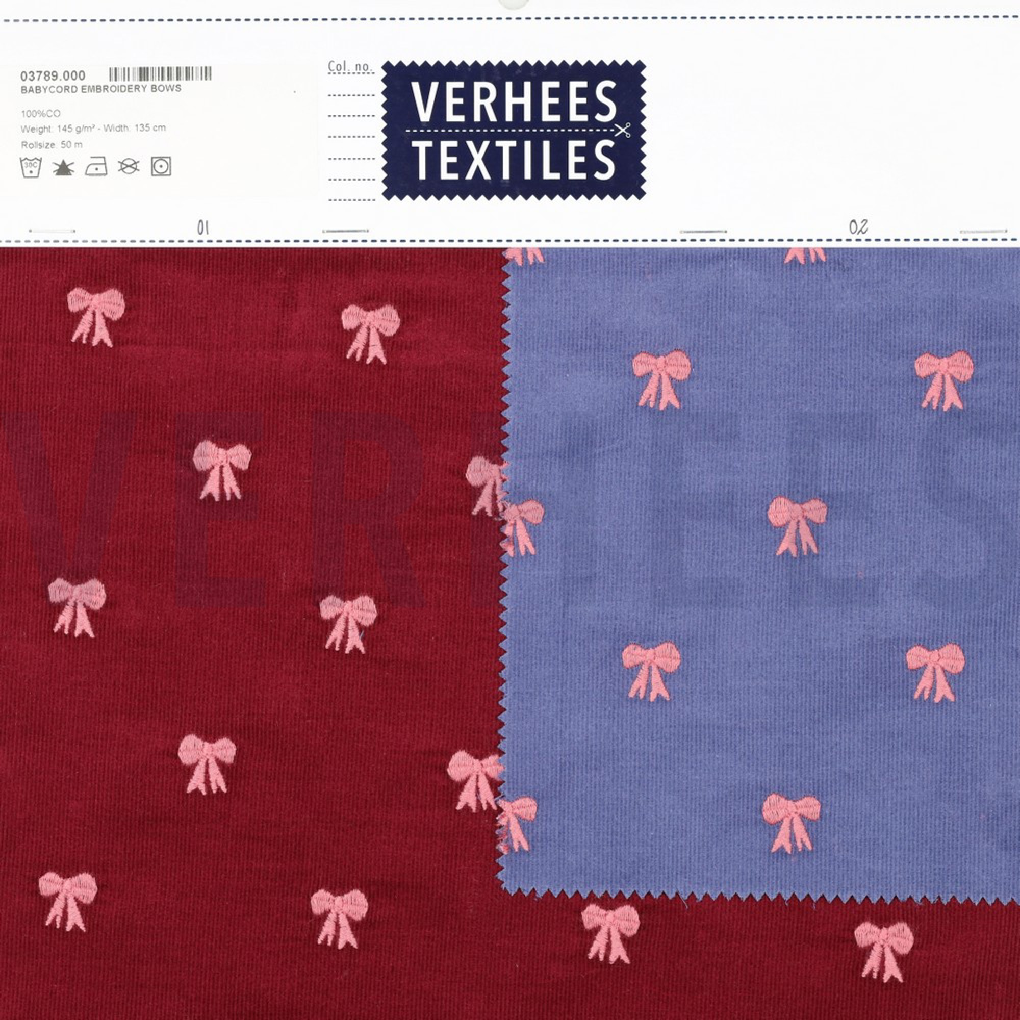 BABYCORD EMBROIDERY BOWS BORDEAUX (high resolution) #5