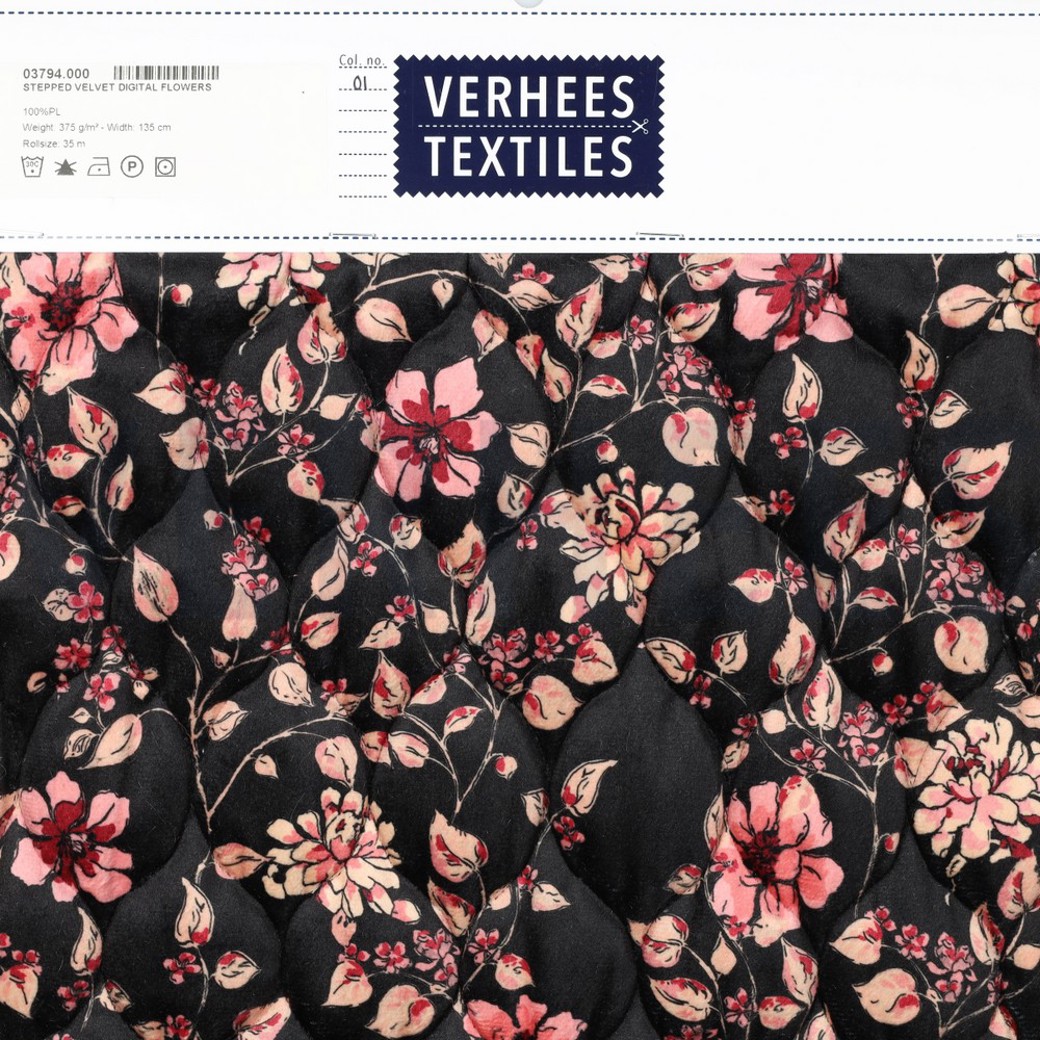 STEPPED VELVET DIGITAL FLOWERS BLACK #5