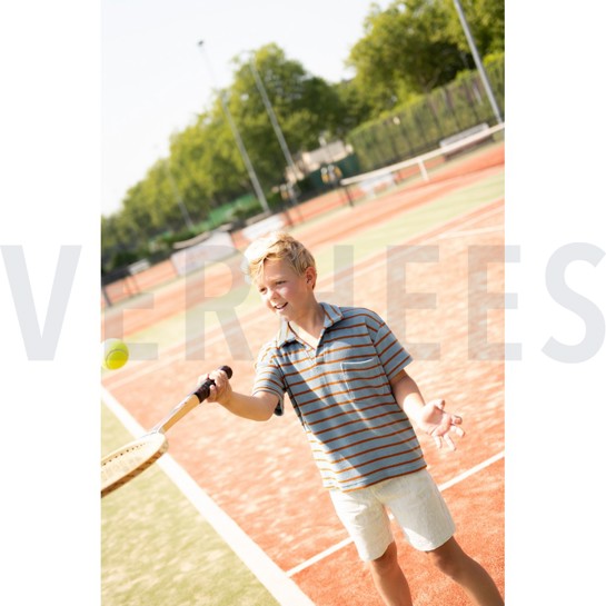 COTTON TOWELLING YARN DYED STRIPES BLUE/ BROWN #7