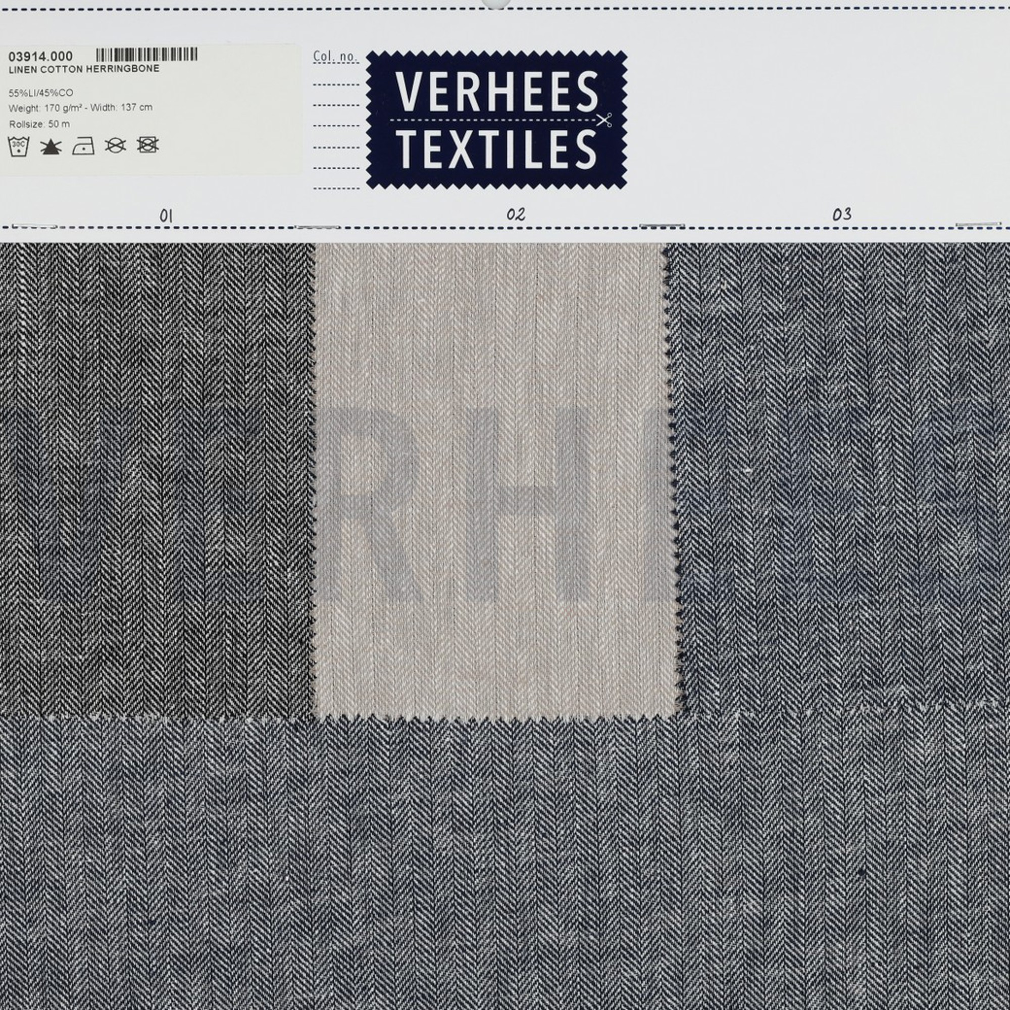 LINEN COTTON HERRINGBONE NAVY (high resolution) #5