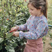FINE POPLIN GOTS FLOWERS NAVY (thumbnail) #5
