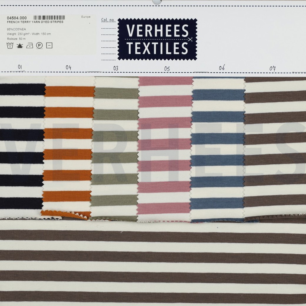 FRENCH TERRY YARN DYED STRIPES MOSS GREEN / OFF WHITE #5
