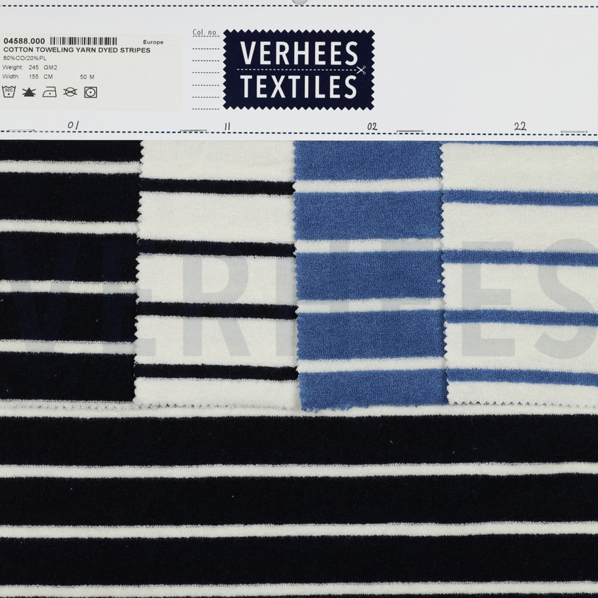 COTTON TOWELLING YARN DYED STRIPES ECRU / DARK BLUE (high resolution) #5