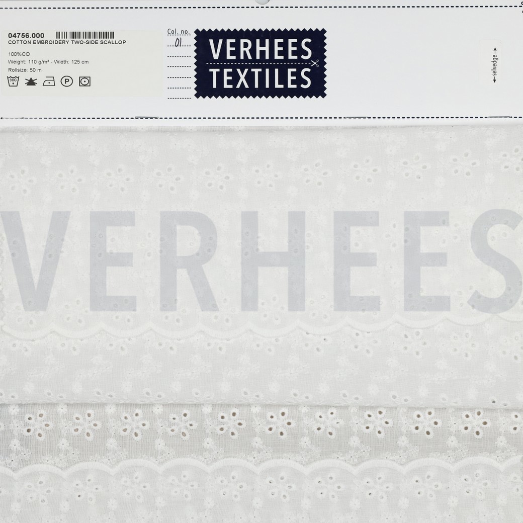 COTTON EMBROIDERY TWO-SIDE SCALLOP WHITE #5