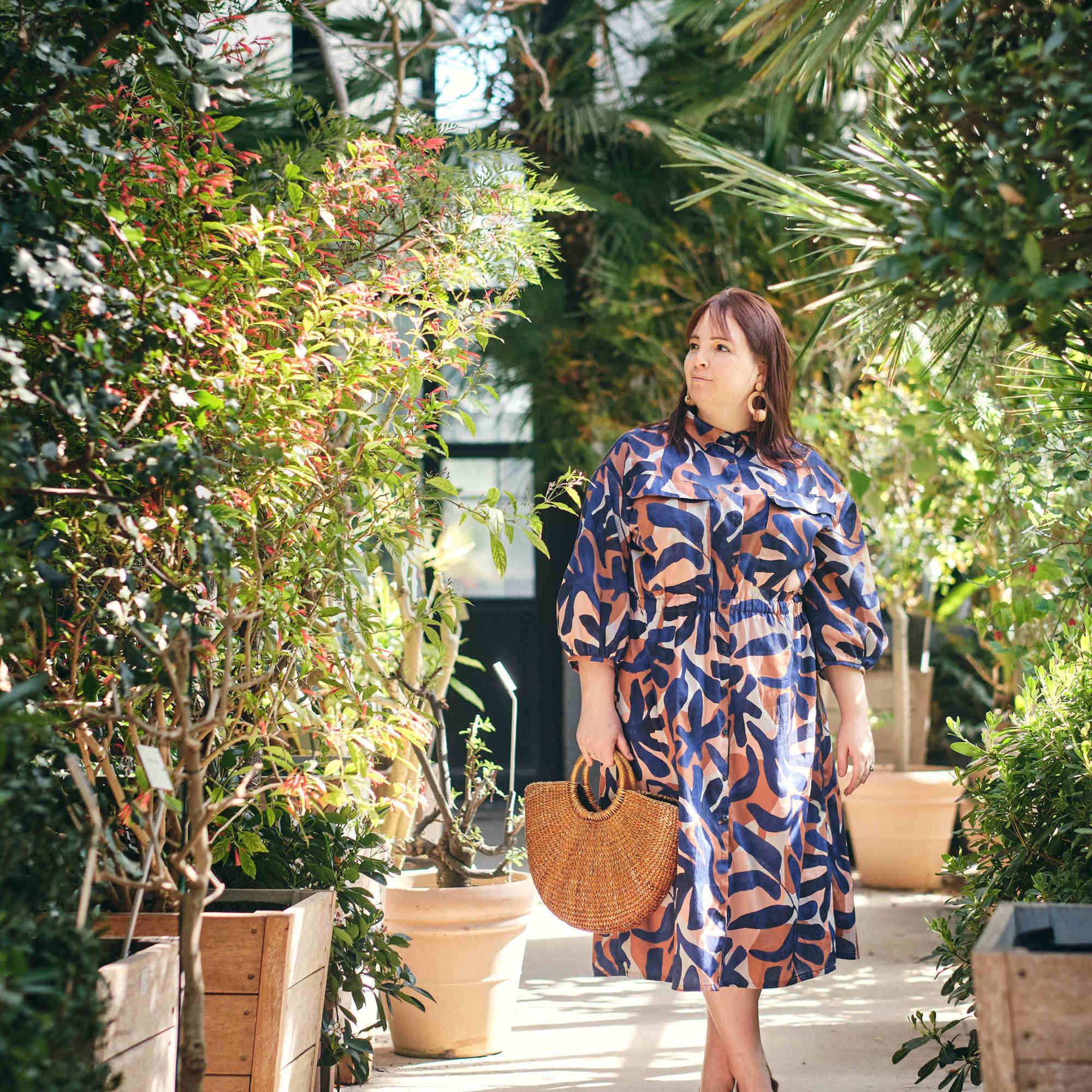 COTTON SATIN DIGITAL LEAVES BLUE (high resolution) #5