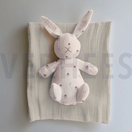 DOUBLE GAUZE GOTS NATURAL FLOWERS NATURAL #7