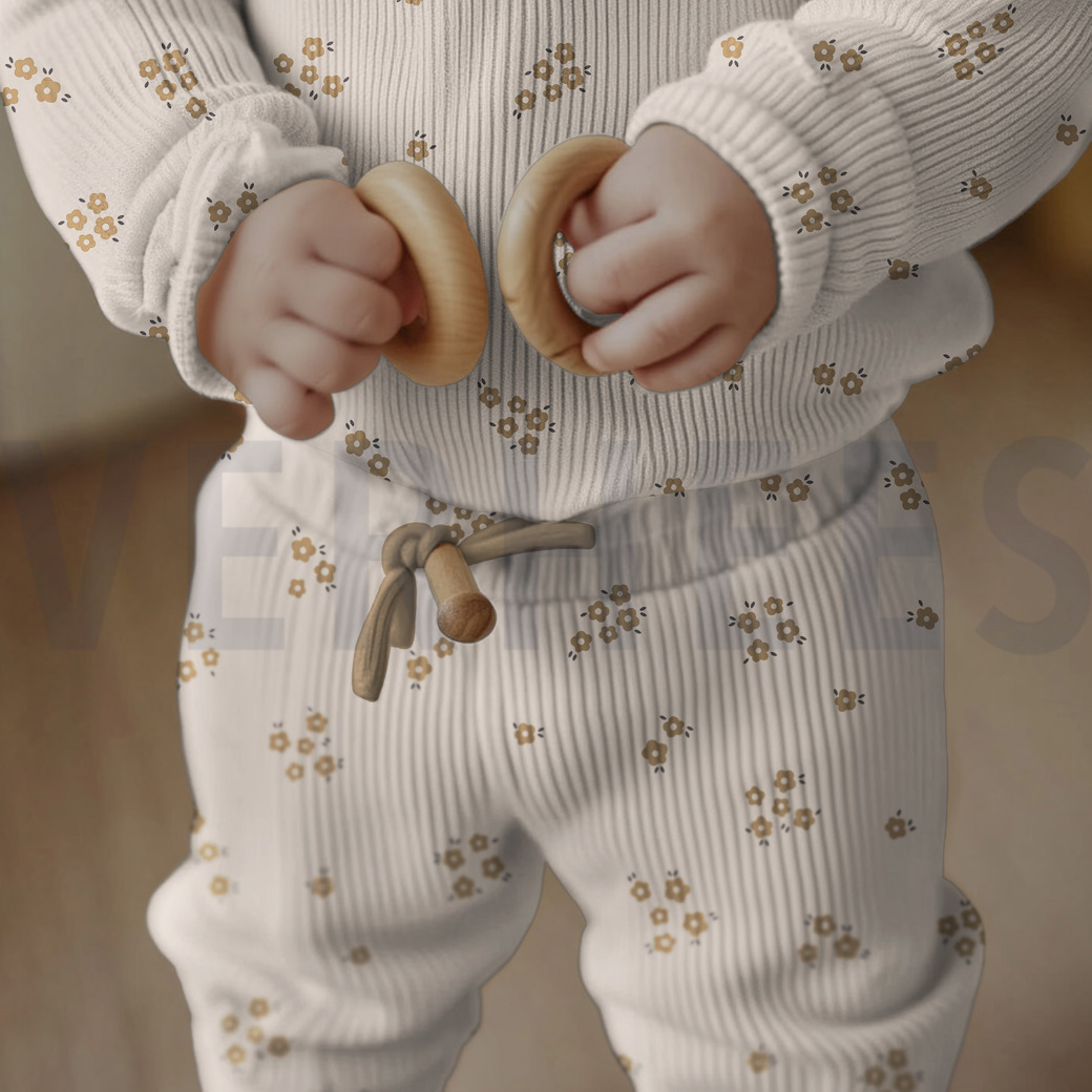 RIB JERSEY GOTS NATURAL FLOWERS NATURAL #5