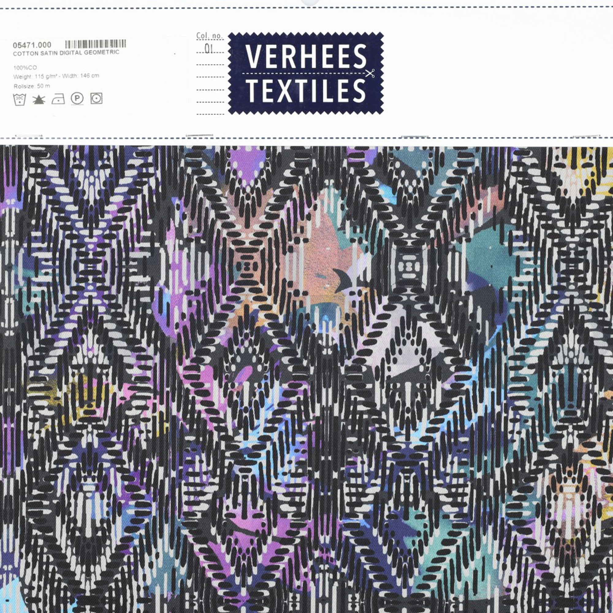 COTTON SATIN DIGITAL GEOMETRIC NAVY (high resolution) #5