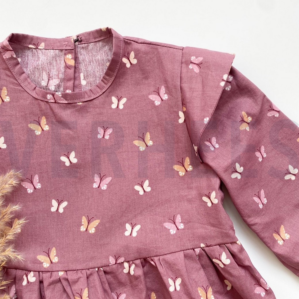 POPLIN GOTS BIRDS AND BUTTERFLIES DARK MINT #5